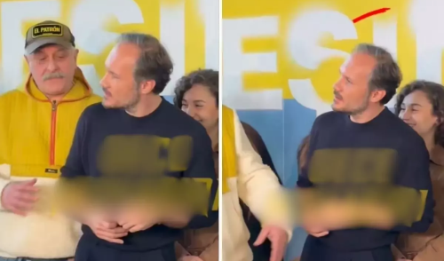 Yönetmen Onur Ünlü, oyuncu Deniz Celiloğlu konuşma yaparken kenara itti.